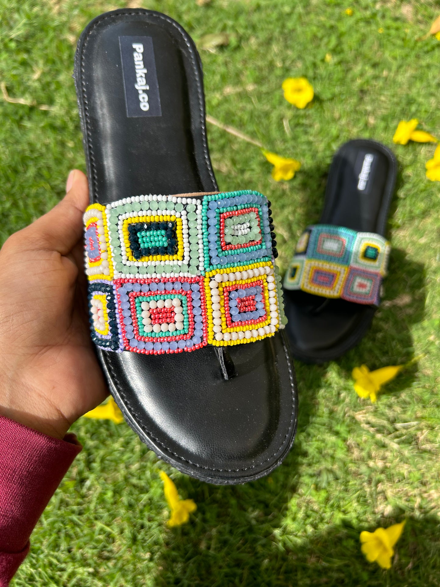Beaded Black Slipper