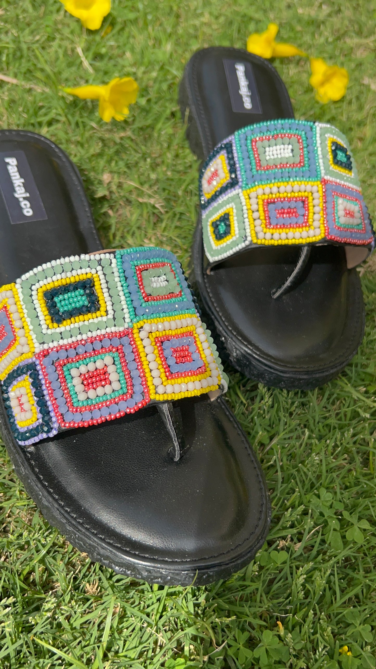 Beaded Black Slipper