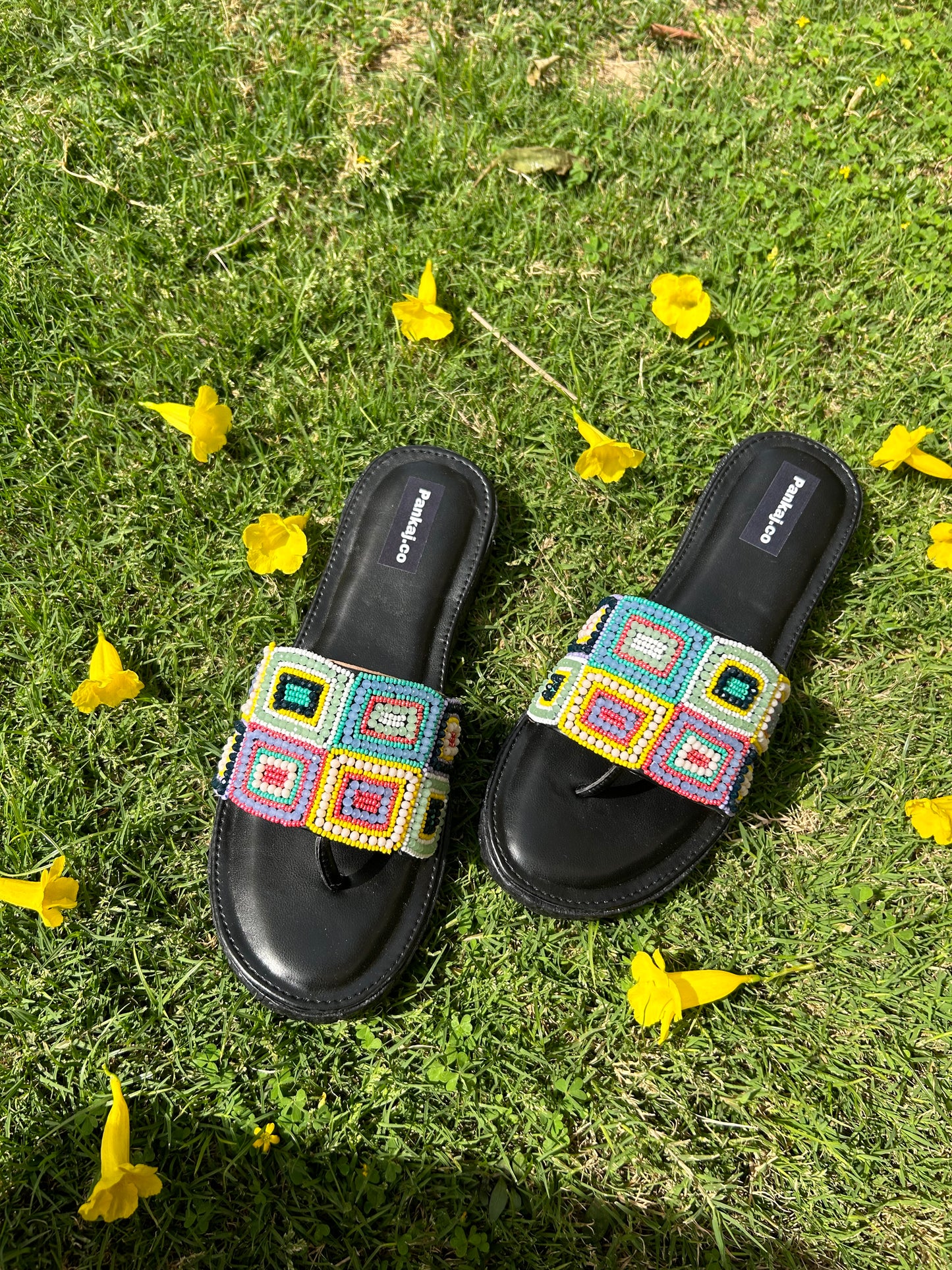 Beaded Black Slipper