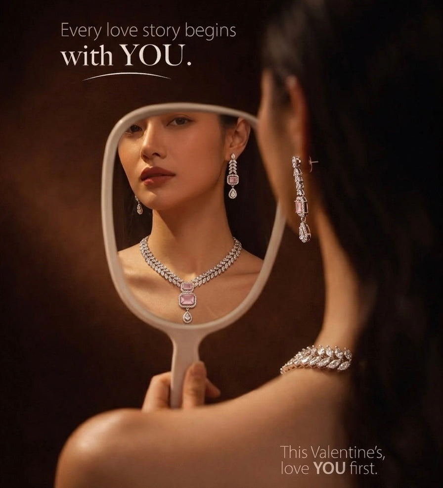 Soft Pink tear drop Necklace Earring set