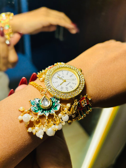 Kundan Watch With Latkan