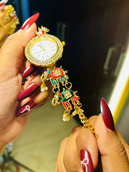 Kundan Watch With Latkan