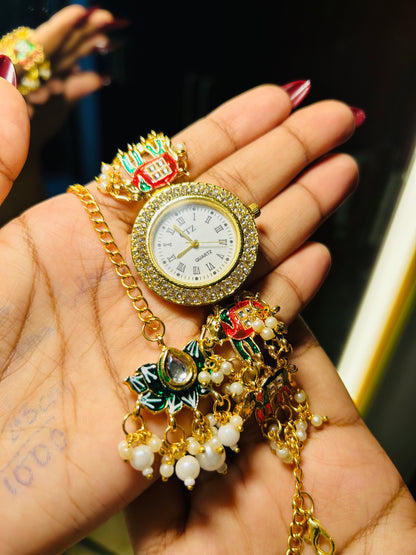 Kundan Watch With Latkan